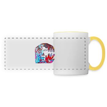 Illusion d’optique art psychédélique rétro formes sexe - Mug panoramique contrasté et blanc - blanc/jaune - Devant