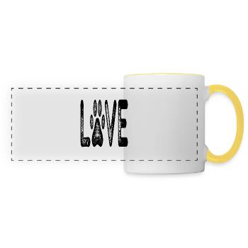Amour de chien - Mug panoramique contrasté et blanc - blanc/jaune - Devant