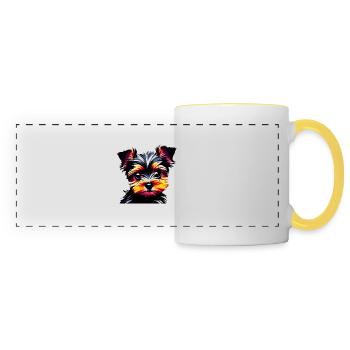 propriétaire de chiot chien Yorkshire Terrier - Mug panoramique contrasté et blanc - blanc/jaune - Devant