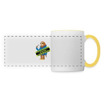 Kaffeebecher als Kritische Infrastruktur - Panoramatasse - Weiß/Gelb - Vorne