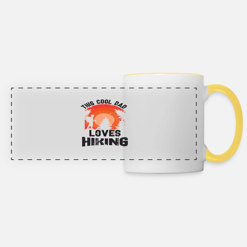 Ce papa cool adore la randonnée - Mug panoramique contrasté et blanc - blanc/jaune