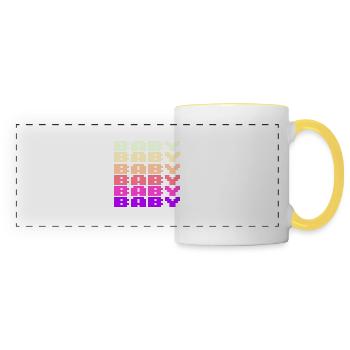 BABY Schriftzug Retro Gaming 8bit - Panoramatasse - Weiß/Gelb - Vorne
