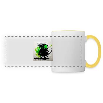 Collection cochons verts - édition dansante - Mug panoramique contrasté et blanc - blanc/jaune - Devant