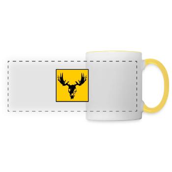 Saké d’orignal - Mug panoramique contrasté et blanc - blanc/jaune - Devant