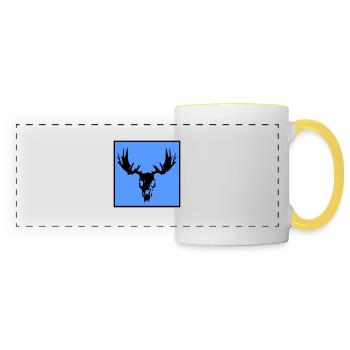 Saké d’orignal - Mug panoramique contrasté et blanc - blanc/jaune - Devant