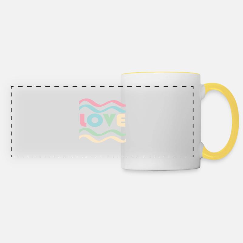 Love - Mug panoramique contrasté et blanc - blanc/jaune