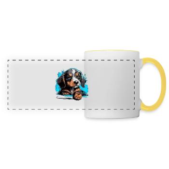 Cute puppy - Panoramic Mug - white/yellow - Front