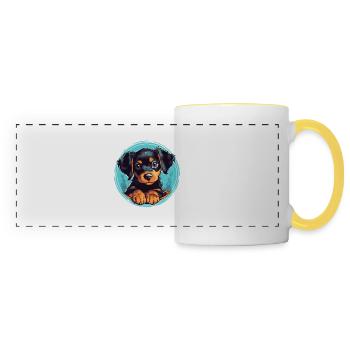 Cute puppy - Panoramic Mug - white/yellow - Front