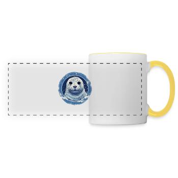 Cute seal - Panoramic Mug - white/yellow - Front