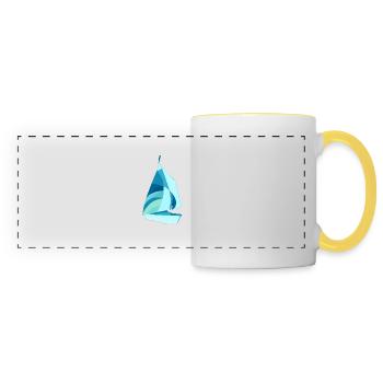 Voilier abstrait - design estival - Mug panoramique contrasté et blanc - blanc/jaune - Devant