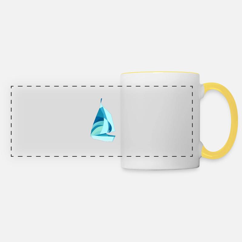 Abstract sailboat - summery design - Panoramic Mug - white/yellow