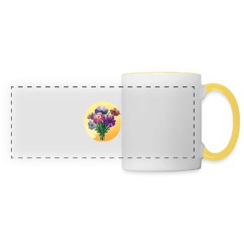 Bouquet de fleurs fleuristerie - Mug panoramique contrasté et blanc - blanc/jaune - Devant