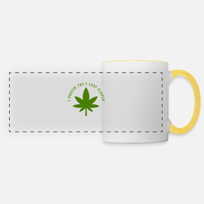 Je préfère le trèfle à 7 feuilles - Mug panoramique contrasté et blanc - blanc/jaune