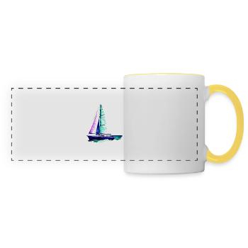 Voile, voile, voilier, voilier - Mug panoramique contrasté et blanc - blanc/jaune - Devant
