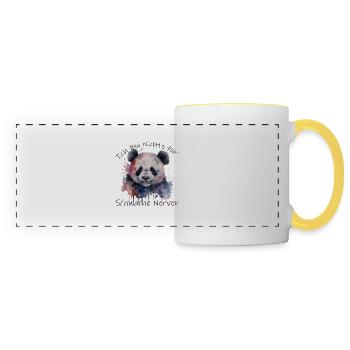 Panda , Panda-Bär-Geschenk lustiger Spruch - Panoramatasse - Weiß/Gelb - Vorne