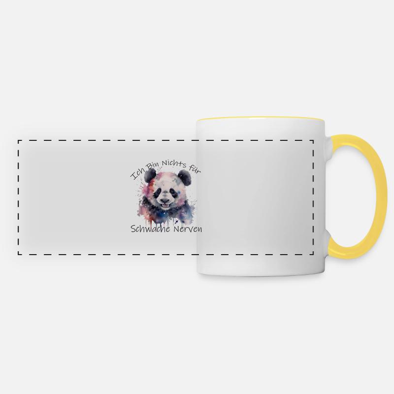 Panda , Panda-Bär-Geschenk lustiger Spruch - Panoramatasse - Weiß/Gelb