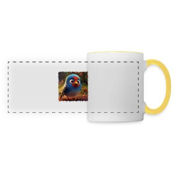 Kleiner süßer Vogel - Panoramatasse - Weiß/Gelb - Vorne