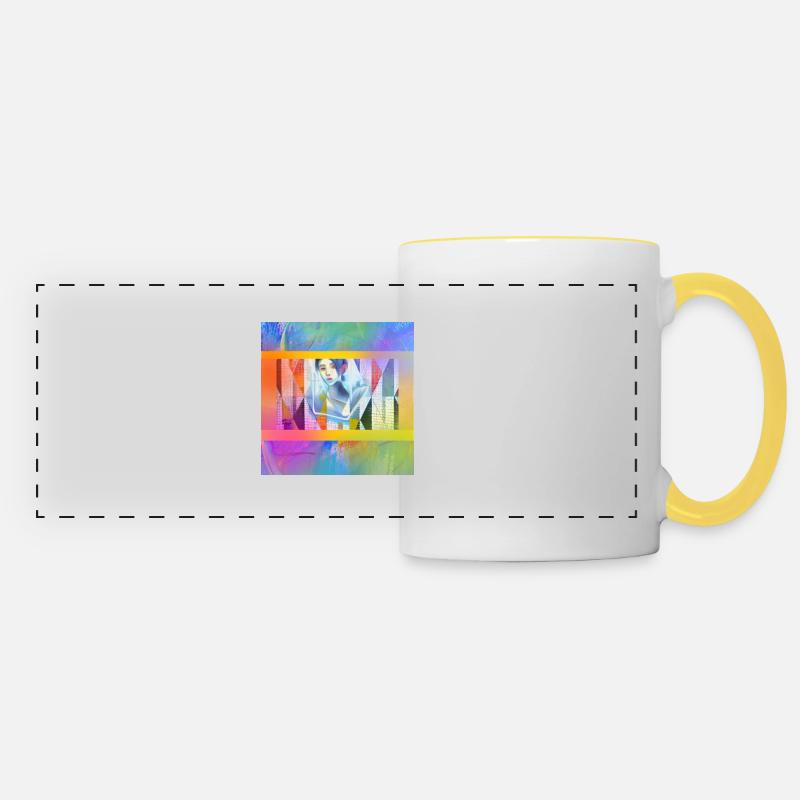 Anime coloré - Mug panoramique contrasté et blanc - blanc/jaune