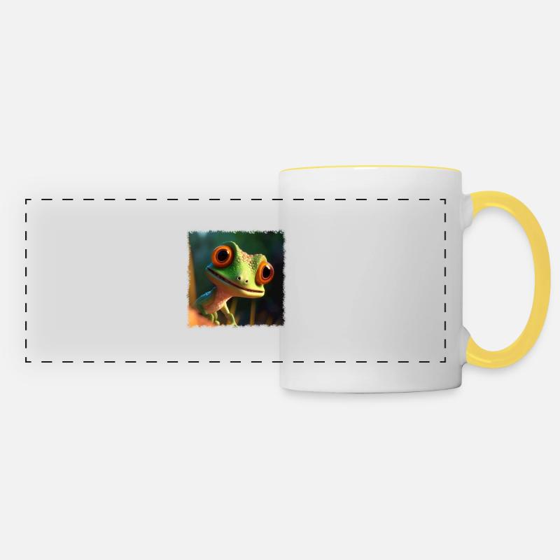 Gecko mignon - Mug panoramique contrasté et blanc - blanc/jaune