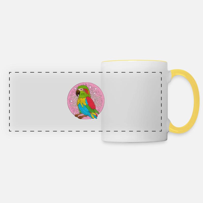 beautiful bright parrot | - Panoramic Mug - white/yellow
