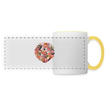Un délice ces sushis - Mug panoramique contrasté et blanc - blanc/jaune - Devant