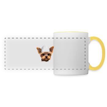 Yorkshire Terrier Cuisine chiot Restaurateur Chien - Mug panoramique contrasté et blanc - blanc/jaune - Devant
