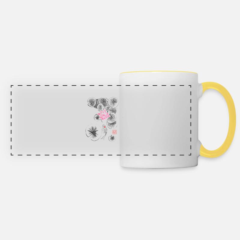 Nenuphars and Koi 02 - Panoramic Mug - white/yellow
