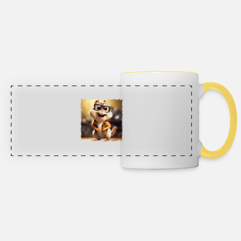 funny chipmunk - Panoramic Mug - white/yellow