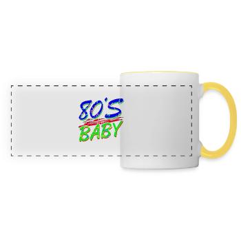 80s retro vintage funny 70s nostalgia music love - Panoramic Mug - white/yellow - Front