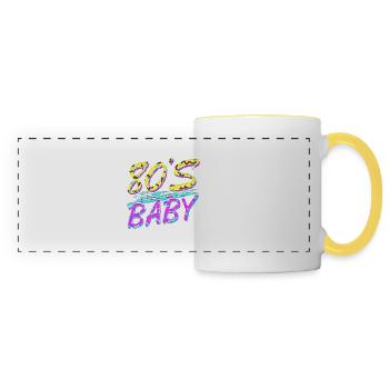 80s retro vintage funny 70s nostalgia music love - Panoramic Mug - white/yellow - Front