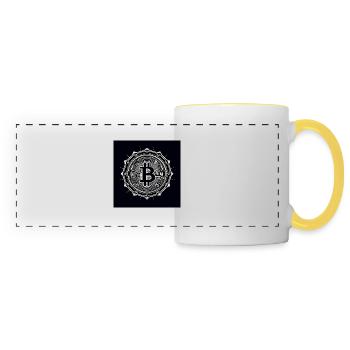Logo bitcoin noir blanc moderne - Mug panoramique contrasté et blanc - blanc/jaune - Devant