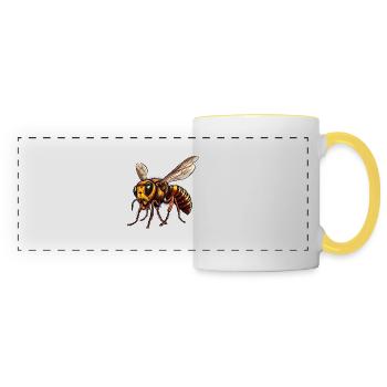 Ceux qui ont des frelons n’ont pas de guêpes - Mug panoramique contrasté et blanc - blanc/jaune - Devant