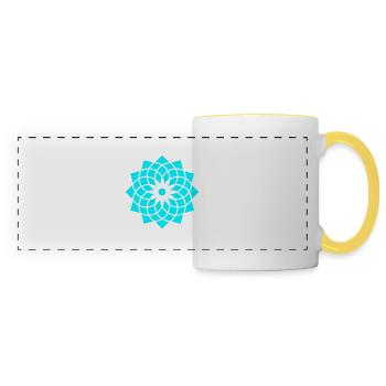 heilige geometrie yoga lebensblume neon blau - Panoramatasse - Weiß/Gelb - Vorne