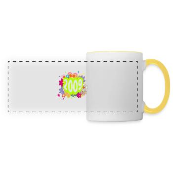 Year 2009 Anniversary Groovy Floral - Panoramic Mug - white/yellow - Front
