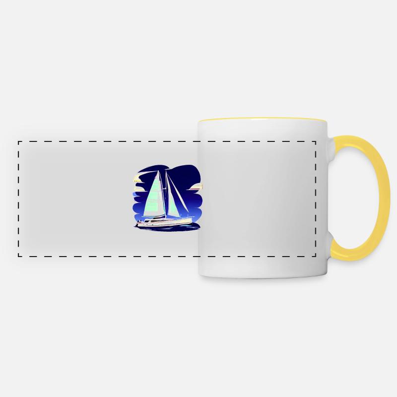 Veliero a vela Barca a vela Marinaio a vela - Tazza panoramica - bianco/giallo
