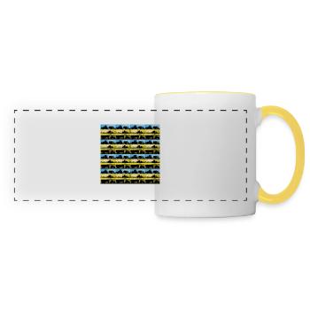 Tracteur Rayures 6 I Drôle de Cool Design Tracteur - Mug panoramique contrasté et blanc - blanc/jaune - Devant