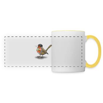 Rouge gorge Basque - Mug panoramique contrasté et blanc - blanc/jaune - Devant