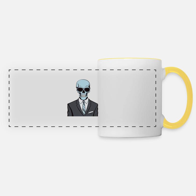 Sharp Dressed Skeleton - Panoramic Mug - white/yellow