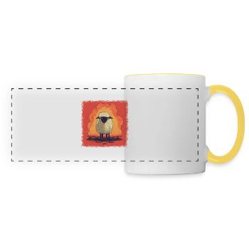 antifascist sayings gift cartoon sheep present - Panoramic Mug - white/yellow - Front