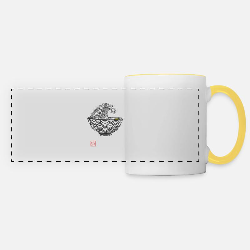 ramen wave - Mug panoramique contrasté et blanc - blanc/jaune