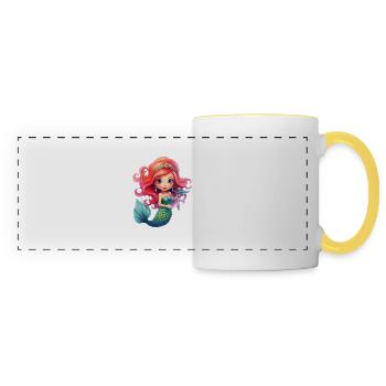Small, cute mermaid, cute motif children - Panoramic Mug - white/yellow - Front