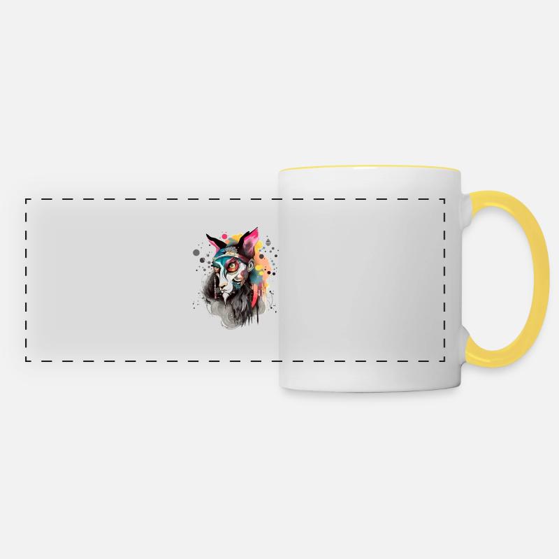 Gado le dieu - Mug panoramique contrasté et blanc - blanc/jaune