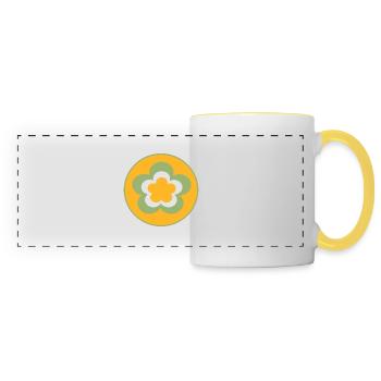 des années 70 motif de fleur - Mug panoramique contrasté et blanc - blanc/jaune - Devant