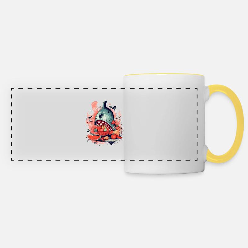 Ako the fruit monster - Panoramic Mug - white/yellow