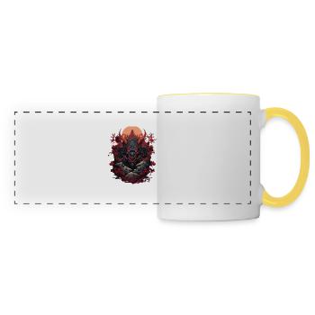 Stylisches Oni Motiv - Panoramatasse - Weiß/Gelb - Vorne
