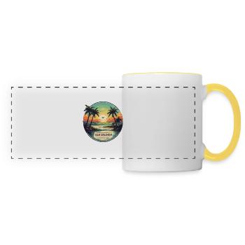 Sonnnige Insel Vintage Logo - Panoramatasse - Weiß/Gelb - Vorne