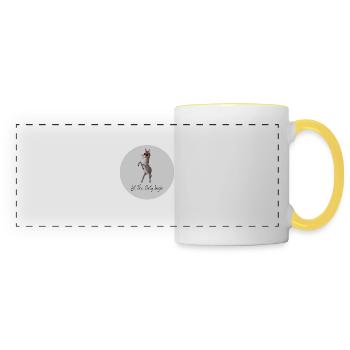 Que la fête commence - Mug panoramique contrasté et blanc - blanc/jaune - Devant
