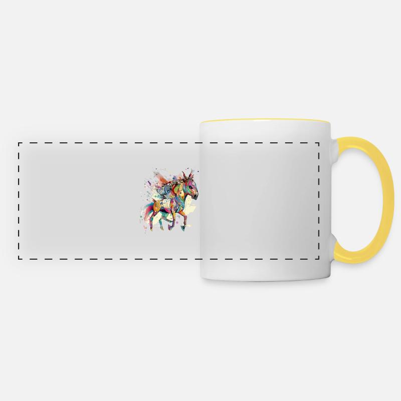 Miggi la jument - Mug panoramique contrasté et blanc - blanc/jaune