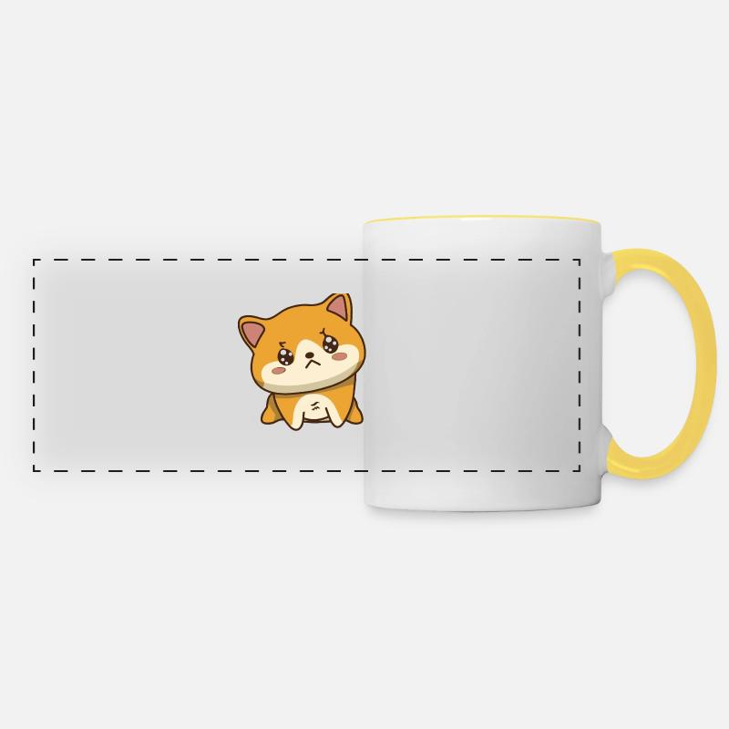 Chien - Mug panoramique contrasté et blanc - blanc/jaune