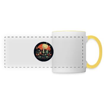 Stylish Space Age: Retro-Futurism - Panoramic Mug - white/yellow - Front
